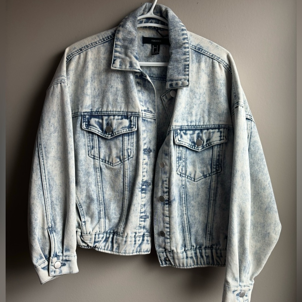 Oversized Blue Acid Wash Denim Jacket